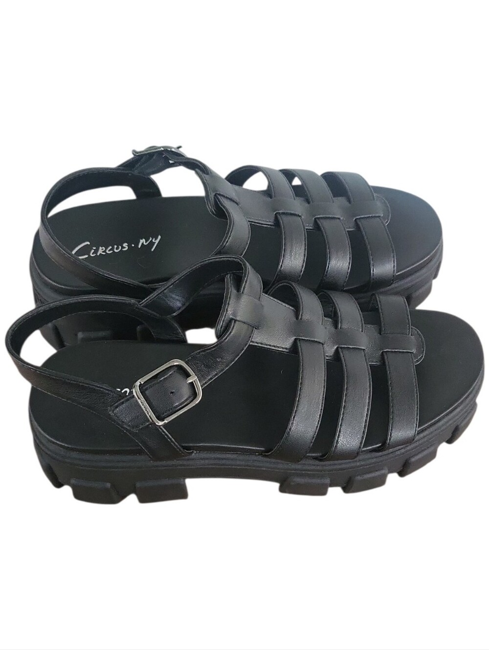 Sam Edelman Circus GILLA Black Lug Sole Fisherman Sandals Sz 8 New Without Box - Picture 4 of 13